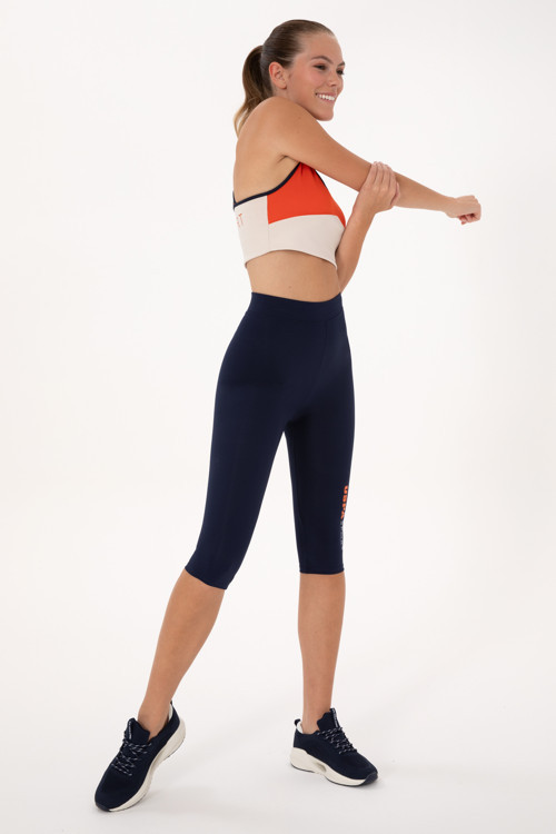 Kadın Lacivert Yüksek Bel Capri Spor Tayt 50300687-VR033