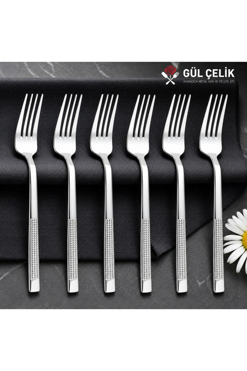Tatlı Çatalı 12'Lı Hasır Model Paslanmaz Çelik 18/0 Kalite