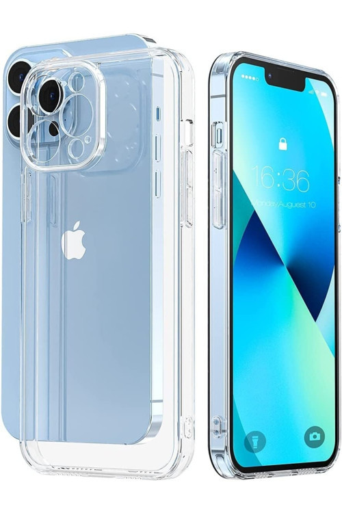 Iphone 13 Pro Şeffaf Silikon Kamera Korumalı Kılıf