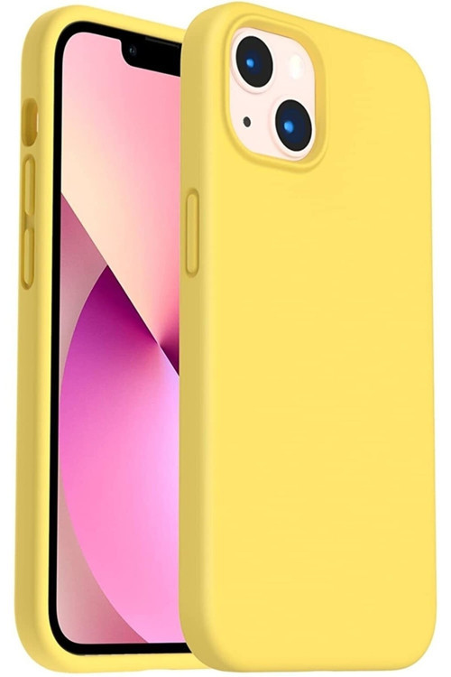 Iphone 13 Pro Uyumlu Içi Kadife Renkli Lansman Silikon Kılıf - Sarı
