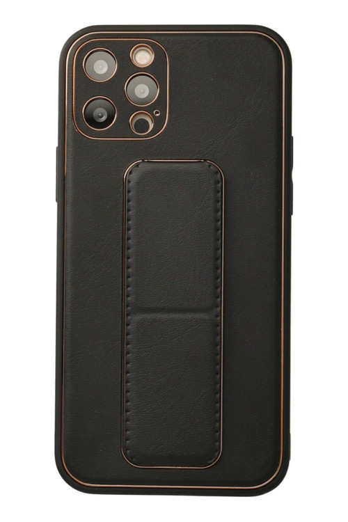 Newface Iphone 12 Pro Kılıf Coco Deri Standlı Kapak - Siyah
