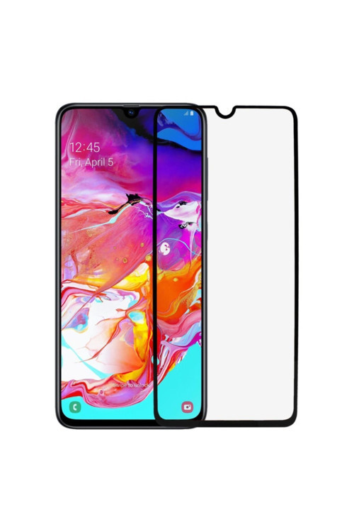 Samsung A70 Uyumlu Siyah Seramik Nano Ekran Koruyucu Tam Kaplayan Kırılmaz Esnek Cam