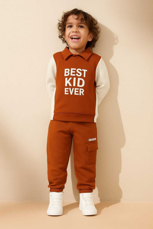 Erkek Çocuk Takım Eşofman Takımı Sweat & Kargo Cepli Alt 2\'li Spor Set Mevsimlik 4-8 Yaş