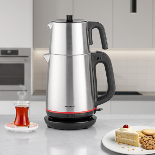 Royaltea 1711H Çay Makinesi 1 l Demlik 1,9 l Su Isıtıcı Kapasiteli Çelik İnox Siyah Tasarım