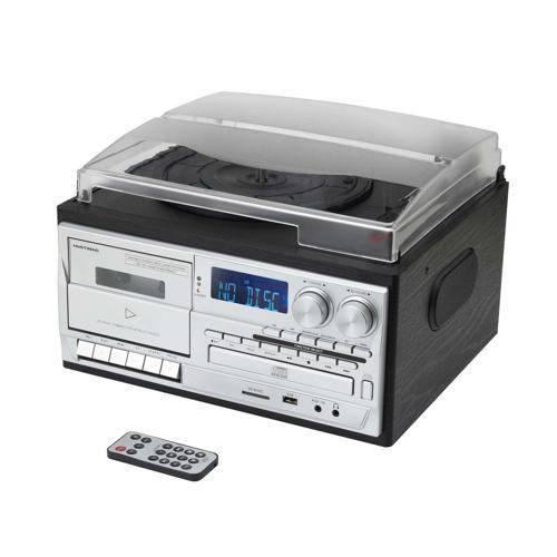 Kn-110 Siyah Bluetooth Kumandalı Cdli Kaset Usb Radyo 33-45-78 Plaklar Çalar Pikap