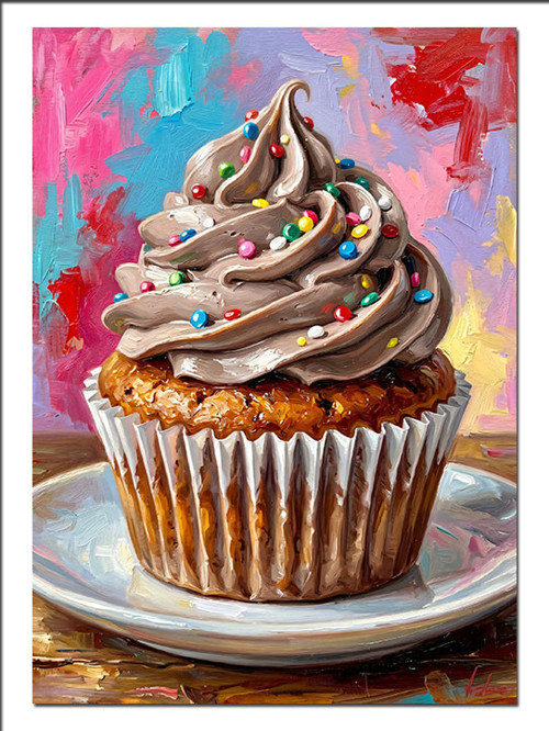 Çikolatalı Cupcake Renkli Süslemeli Dekoratif Kanvas - Mdf Ahşap Tablo