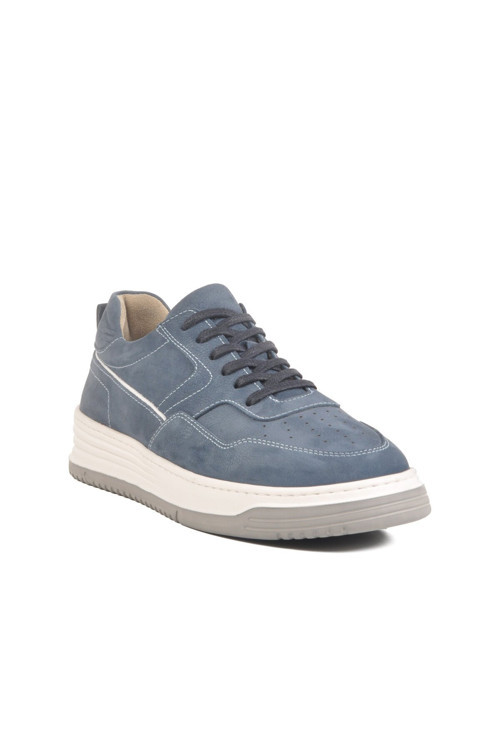 Mavi Nubuk Hakiki Deri Bağcıklı Erkek Günlük Ayakkabı Sneaker LO2140-2090