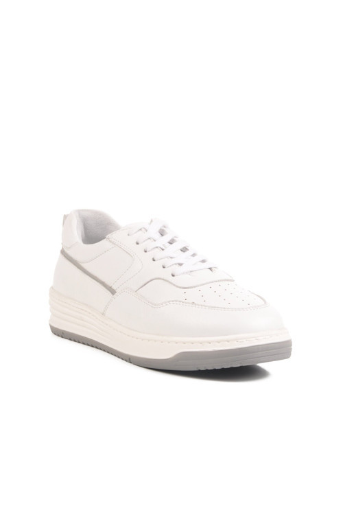 Beyaz Hakiki Deri Bağcıklı Erkek Günlük Ayakkabı Sneaker LO2140-2090