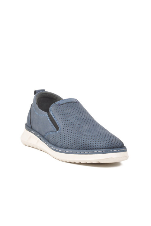 Mavi Nubuk Hakiki Deri Erkek Günlük Ayakkabı Loafer 2Y0924-8488