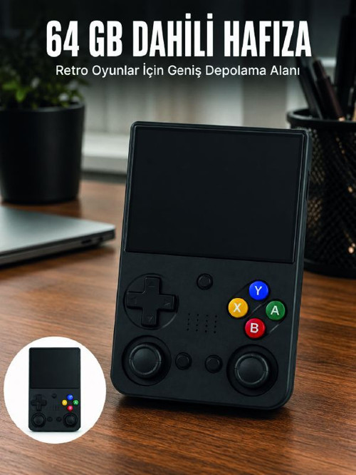 aşınabilir Retro El Oyun Konsolu 64GB Hafızalı IPS Ekranlı Oyun Cihazı