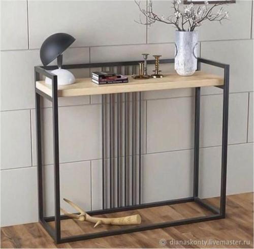 Modern Dresuar Ahşaplı Metal Dresuar Raflı Konsol