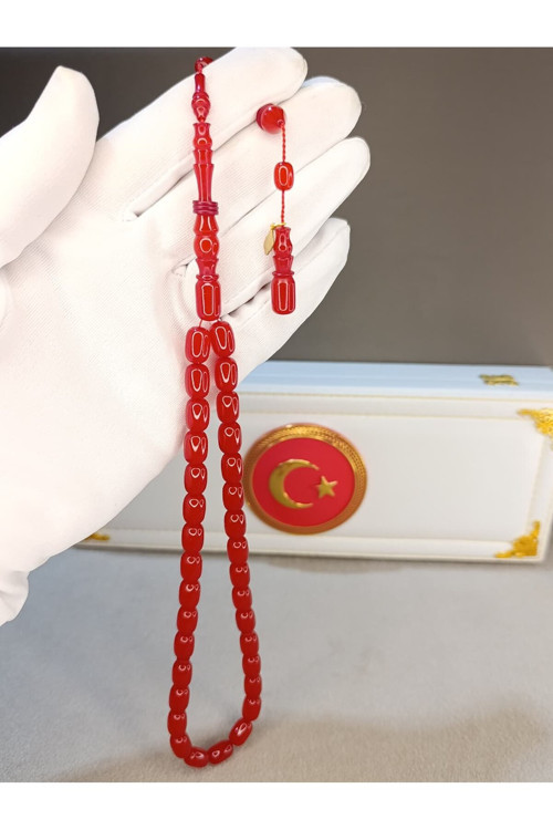 SIKMA KEHRİBAR TESBİH KIRMIZI RENKLİ