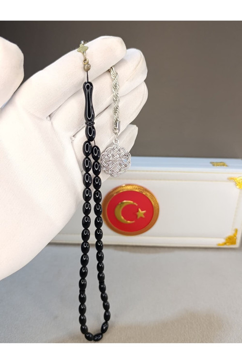 SİYAH SIKMA KEHRİBAR TESBİH BEYZİ KESİM