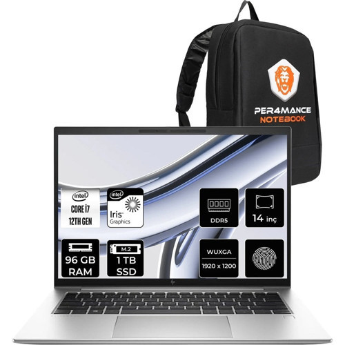 Elitebook 840 G9 i7 1255U 96GB RAM 1TB SSD 14" FHD+ FreeDOS 9M431ATPN343 Notebook + Per4 Çanta
