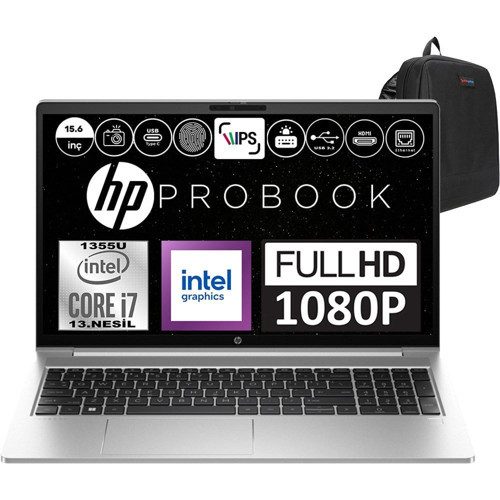 Probook 450 G10 Intel Core I7 1355U 64GB 4tb SSD Intel® Iris® Xᵉ Windows 11 Pro 15.6" Fhd Taşınabilir Bilgisayar 9G1G3ETP09 + Weblegelsin Çanta