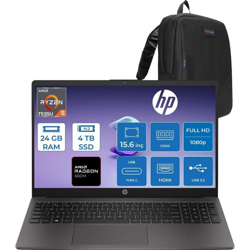255 G10 Ryzen 5 7535U 24GB 4tb SSD Amd Radeon 660M 15.6" Fhd 250NITS Windows 11 Home Taşınabilir Bilgisayar D30M3ETH08 + Zettaçanta