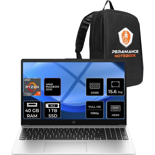 255R G10 Ryzen 7 7735U 40GB RAM 1TB SSD 15.6" FHD FreeDOS D30M1ETPN323 Notebook + Per4 Çanta