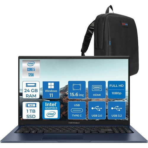 Vivobook X1504VA 15 1.nesil Core 5 120U-24GB-1TB SSD Fhd 15.6INC-Windows 11 Pro Taşınabilir Bilgisayar ZNJ2861P08+ZETTAÇANTA