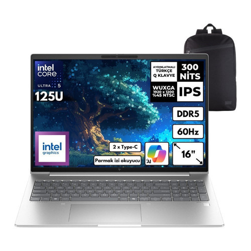 Elitebook 660 G11 Ultra 5-125U 64-Gbddr5 1 Tbssd Intel Graphics 16" Wuxga Freedos + Hmf Sırt Çantası 9C075EAHMF3