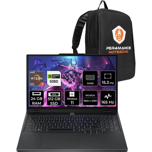 Legion 5 Ryzen 7 260 RTX 5060 8GB 24GB RAM 512GB SSD 15.3" FHD+ 165Hz Win11 Pro 83M00070TRP434 Gaming Laptop + Per4 Çanta