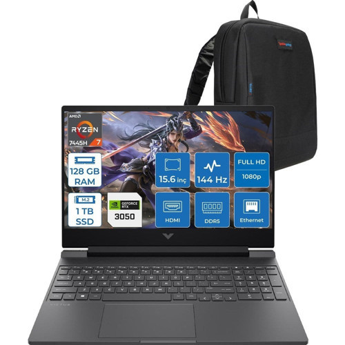 Victus Gaming Amd Ryzen 7-7445HS 128GB Ddr5 1tb SSD Rtx 3050/4GB 15.6" Fhd (1920 x 1080), 144 Hz, Ips, 300 Nits Freedos Gaming Bilgisayar WBX9V1EAF38+ZETTAÇANTA
