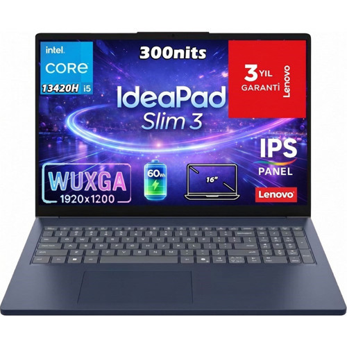 Ideapad Slim 3 16IRH10 I5-13420H 24-Gbddr5 512 GB SSD 16" Wuxga (1920X1200) IPS Panel Freedos 83K20009TRAT49