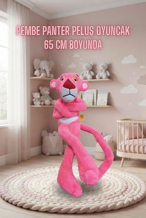 Pembe Panter 65 Cm; Sevimli Ve Konforlu Uyku Yastığı Ve Sarılma Arkadaşı Dekoratif Oyuncak