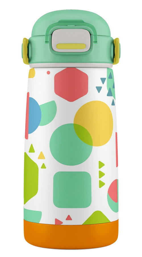 420 ml Erkek Çocuklar İçin Yeşil Geometrik Şekilller Çelik Matara/Suluk - 60001