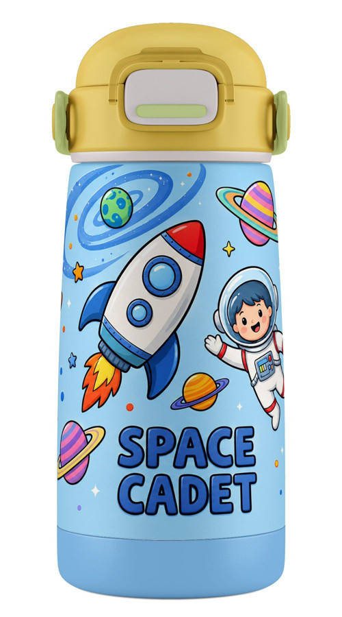 420 ml Mavi-Sarı Erkek Çocuk Paslanmaz Çelik Matara 60010 - Uzay ve Astronot Baskılı
