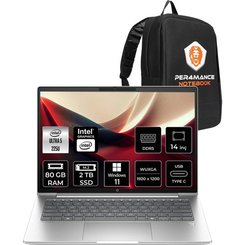 Probook 4 G1I Core Ultra 5 225U 80GB RAM 2TB SSD 14" FHD+ Win11 Pro D21PFETPN439 Notebook + Per4 Çanta