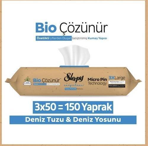 Easy Clean Bio Çözünür Deniz Tuzu ve Deniz Yosunu Yüzey Temizlik Havlusu 3X50 (150 Yaprak)