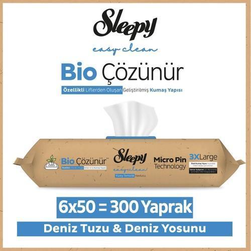 Easy Clean Bio Çözünür Deniz Tuzu ve Deniz Yosunu Yüzey Temizlik Havlusu 6X50 (300 Yaprak)