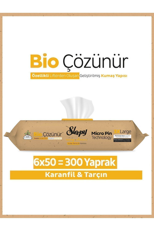 Bio Çözünür Yüzey Temizlik Havlusu&Mendili Karanfil&Tarçın 6x50 (300 Yaprak)