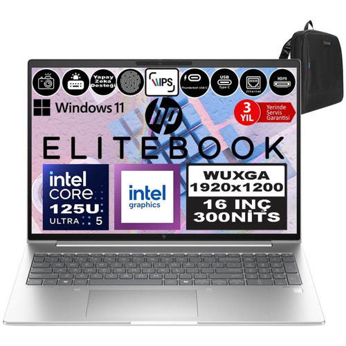 Elitebook 660 G11 Intel Core Ultra 5 125U Ddr5 32GB 2tb SSD Intel® Aı Boost 16" Wuxga IPS Windows 11 Pro Taşınabilir Bilgisayar 9Y7L8ETP11 + Zetta Çanta