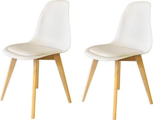 Monza Ağaç Ayaklı, Minderli, 2 Adet Beyaz Eames Sandalye Snd3015-2byz