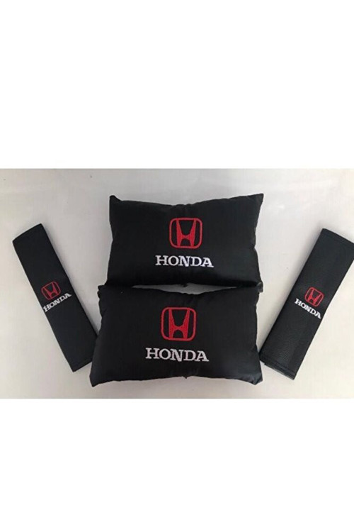Honda Nakışlı Civic Fc5 Crv Deri 1 Çift Boyun Yastık Ve 1 Çift Kemer Pedi