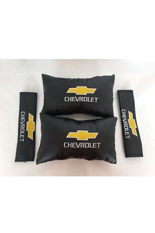 Chevrolet Nakışlı Cruze Aveo Deri 1 Çift Boyun Yastık Ve 1 Çift Kemer Pedi