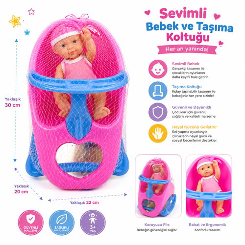 🩷 Bebek Taşıma Koltuğu – Pembe Mav