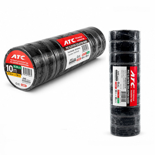 10 ADET LÜX SİYAH PVC İZOLASYON ELEKTRİK BANDI 0.13X19X11YDS 10MM - 1 PAKET GÖNDERİLİR - 1 PAKET İÇİNDE 10 ADET BANT VAR