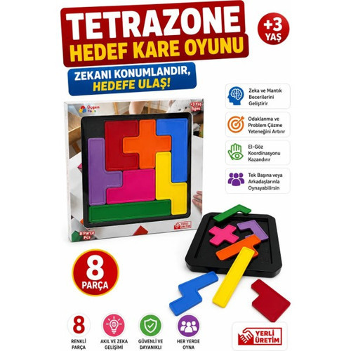Eğitici Tetrazone-Hedef Kare Oyunu+ Zekâ Blokları +3Yaş+Montessori Oyuncak+Renkleri Birleştirilebilir+Yapı Seti+Birleştirilebilir+Zeka Oyunu+Manyetik+Anne Bebek+3 Yaş+Tetris+Puzzle