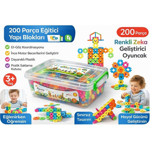 Building Blocks 200 Parça Eğitici Yapı Taşı Seti +3Yaş+Montessori Oyuncak+Renkleri Birleştirilebilir+Yapı Seti+Manyetik+Eğitici Oyuncak+Anne Bebek+Renkli