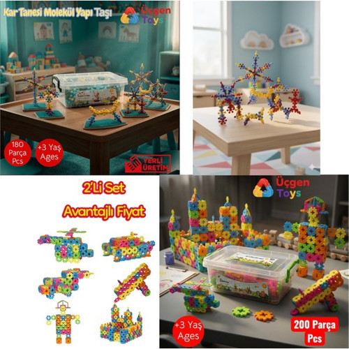 Building Block+Kar Tanesi Yapı Taşı+2'Li Set+Montessori+Renkli Parçalar+Öğretici+Zeka+Eğitici Oyuncak+Manyetik