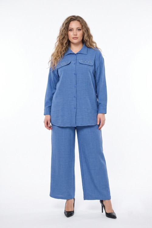 Kadın Ayrobin İkili Bluz Pantolon Takım BGL-ST03710