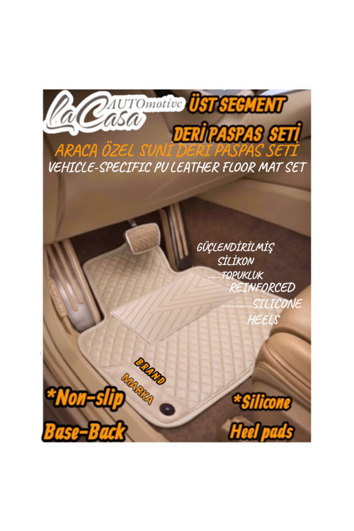 Vw Passat B6 (2005-2010)Uyumlu Kapitoneli-Suni Deri-Silikon Topukluklu Premium Paspas