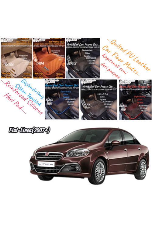 Fiat Linea (2007 Ve Sonrası) Uyumlu Kapitoneli-Suni Deri-Silikon Topukluklu Premium Deri Paspas