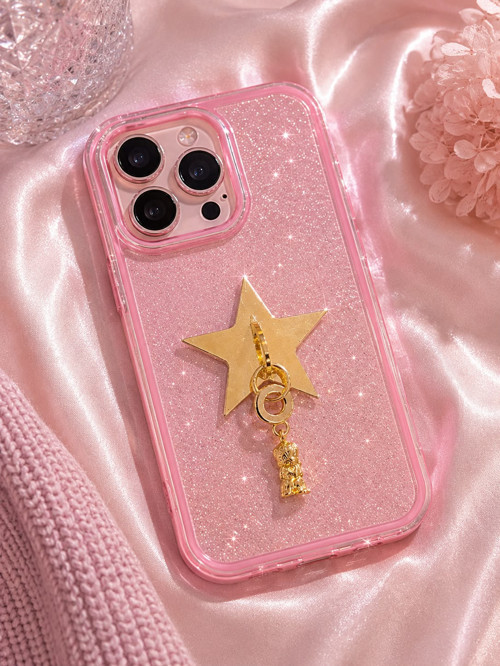 💎 Premium Parlak Gold Renk Yıldız Aparatlı Sevimli Figür Şık Telefon Charmı