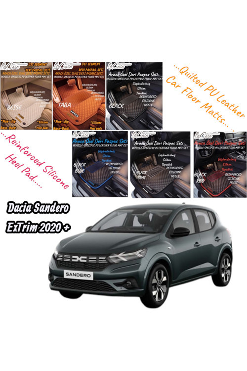 Dacia-Sandero-Extrim(2020 Ve Sonrası)Uyumlu Kapitoneli-Suni Deri-Silikon Topukluklu Premium Deri Paspas(5Parça)
