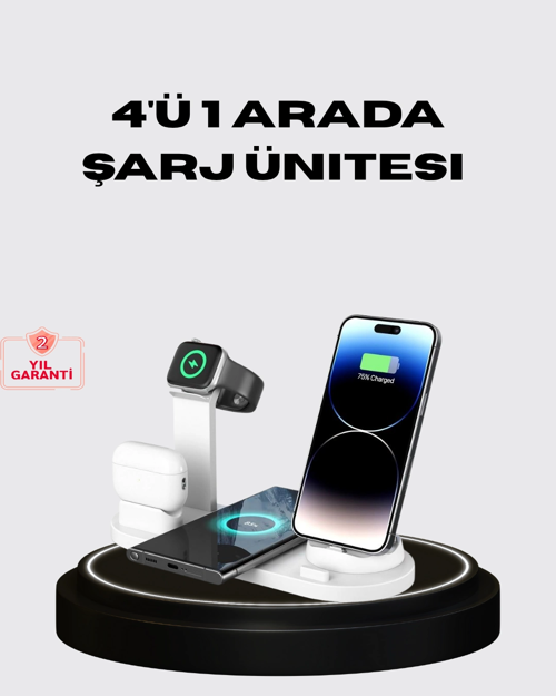 Kablosuz Şarj İstasyonu 4 Cihaz Destekli Ve Hızlı Şarjlı