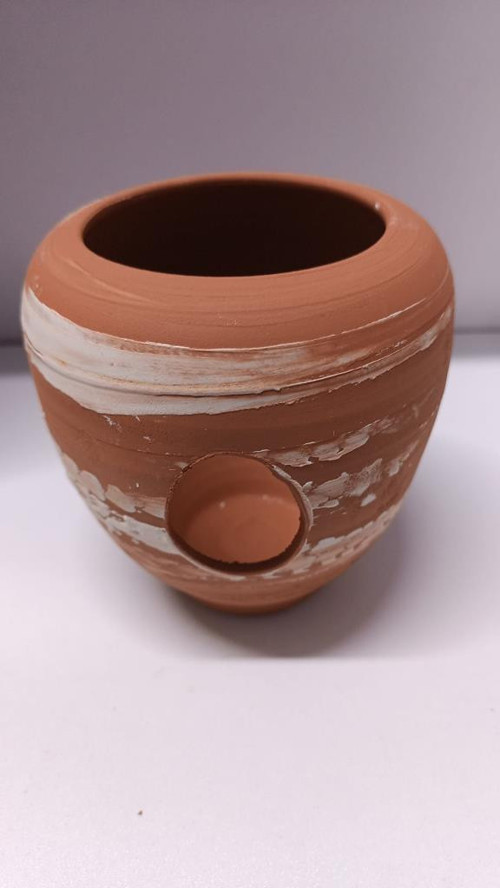 Çömlek Büyük Vatoz Küpü Vazo Şekilli 12x13Cm İçe Eğik Vazo Akvaryum Dekoru