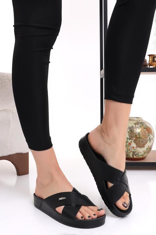 Mulex 10953 Çapraz Kadın Terlik Comfort Anatomik Kadın Ev Dışarı Terliği